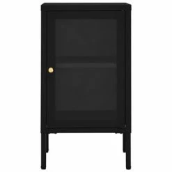 Promo 🥰 VidaXL Sideboard Black 15"x13.8"x27.6" Steel and Glass 🎁 -Cabinets & Storage Sales image 3 336061