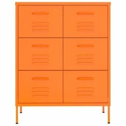 Best Pirce ❤️ VidaXL Drawer Cabinet Orange 31.5"x13.8"x40" Steel 🎁 -Cabinets & Storage Sales image 3 336147