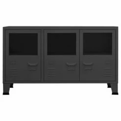 Promo 🧨 VidaXL Industrial Sideboard Anthracite 41.3"x13.8"x24.4" Metal and Glass 🌟 -Cabinets & Storage Sales image 3 339610