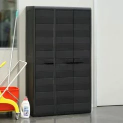 Promo 🛒 VidaXL Garden Storage Cabinet with 4 Shelves Black 🥰 -Cabinets & Storage Sales image 3 43700