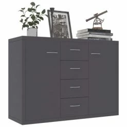 Outlet 🌟 VidaXL Sideboard Gray 34.6"x11.8"x25.6" Engineered Wood 🎁 -Cabinets & Storage Sales image 3 800686