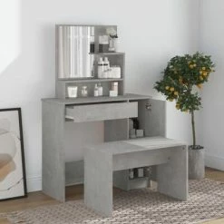 Coupon 🛒 VidaXL 👗 Dressing Table with Mirror Concrete Gray 34.1"x13.8"x53.5" 😀 -Cabinets & Storage Sales image 3 802961