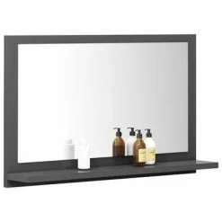Budget 🤩 VidaXL Bathroom Mirror Gray 23.6"x4.1"x14.6" Engineered Wood ⭐ -Cabinets & Storage Sales image 3 804564