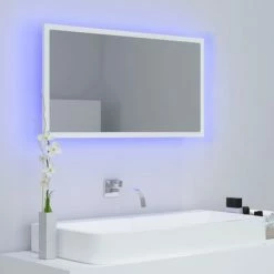 New 🔔 VidaXL LED Bathroom Mirror White 31.5"x3.3"x14.6" Engineered Wood 🔥 -Cabinets & Storage Sales image 3 804924