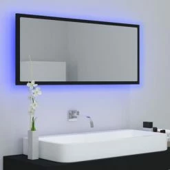 Deals 🎉 VidaXL LED Bathroom Mirror Black 39.4"x3.3"x14.6" Engineered Wood 👏 -Cabinets & Storage Sales image 3 804941