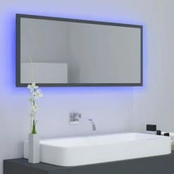 Deals 👏 VidaXL LED Bathroom Mirror Gray 39.4"x3.3"x14.6" Engineered Wood 💯 -Cabinets & Storage Sales image 3 804942