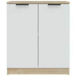 Best Pirce 🥰 VidaXL Sideboard White&Sonoma Oak 23.6"x11.8"x27.6" Engineered Wood 😍 -Cabinets & Storage Sales image 3 811066