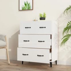 Outlet ❤️ VidaXL Sideboard High Gloss White 27.4"x13.4"x35.4" Engineered Wood ✨ -Cabinets & Storage Sales image 3 812165