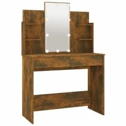 Budget 💯 VidaXL 👗 Dressing Table with LED Smoked Oak 37.8"x15.7"x55.9" 🧨 -Cabinets & Storage Sales image 3 820487