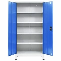 Wholesale 👏 VidaXL Office Cabinet Metal 35.4"x15.7"x70.9" Gray and Blue 🛒 -Cabinets & Storage Sales image 4 245976