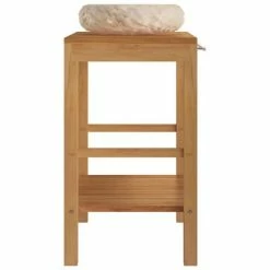 Coupon 🧨 VidaXL Bathroom Vanity Cabinet Solid Teak with Sink Marble Cream 🔥 -Cabinets & Storage Sales image 4 3058164