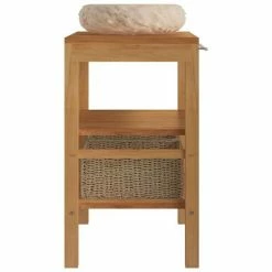 Wholesale ❤️ VidaXL Bathroom Vanity Cabinet Solid Teak with Sink Marble Cream 😀 -Cabinets & Storage Sales image 4 3058178