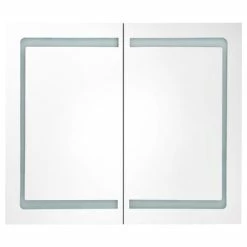 Promo 🧨 VidaXL LED Bathroom Mirror Cabinet Shining Gray 31.5"x4.7"x26.8" ✔️ -Cabinets & Storage Sales image 4 326514