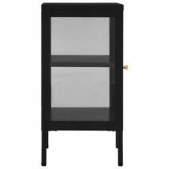 Promo 🥰 VidaXL Sideboard Black 15"x13.8"x27.6" Steel and Glass 🎁 -Cabinets & Storage Sales image 4 336061