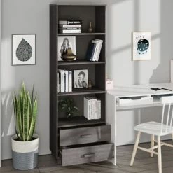 Best reviews of 🤩 VidaXL Highboard Light Gray 23.6"x13.8"x70.9" Solid Wood Pine ❤️ -Cabinets & Storage Sales image 4 340491