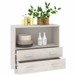 Wholesale 🌟 VidaXL Sideboard White 33.5"x13.8"x31.5" Solid Wood Pine ❤️ -Cabinets & Storage Sales image 4 340497