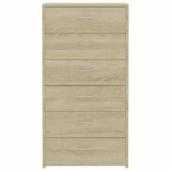 Outlet 🥰 VidaXL Sideboard with 6 Drawers Sonoma Oak 19.7"x13.4"x37.8" Engineered Wood 😀 -Cabinets & Storage Sales image 4 800669