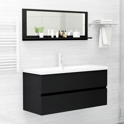 Best deal β€οΈ VidaXL Bathroom Mirror Black 39.4"x4.1"x14.6" Engineered Wood π 4 Best deal β€οΈ VidaXL Bathroom Mirror Black 39.4"x4.1"x14.6" Engineered Wood π - Image 4