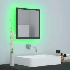 Wholesale 🔥 VidaXL LED Bathroom Mirror Gray 15.7"x3.3"x14.6" Engineered Wood ⭐ -Cabinets & Storage Sales image 4 804910