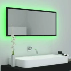 Deals 🎉 VidaXL LED Bathroom Mirror Black 39.4"x3.3"x14.6" Engineered Wood 👏 -Cabinets & Storage Sales image 4 804941