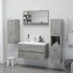 Cheapest 🔔 VidaXL Bathroom Mirror Concrete Gray 35.4"x4.1"x17.7" Engineered Wood 😀 -Cabinets & Storage Sales image 4 805019