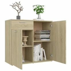 Discount 🔔 VidaXL Sideboard Sonoma Oak 31.5"x14.2"x29.5" Engineered Wood 🔔 -Cabinets & Storage Sales image 4 805773