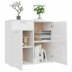 Hot Sale 😍 VidaXL Sideboard High Gloss White 31.5"x14.2"x29.5" Engineered Wood 🤩 -Cabinets & Storage Sales image 4 805776