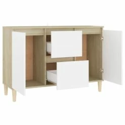 Best Sale ✔️ VidaXL Sideboard White and Sonoma Oak 40.7"x13.8"x27.6" Engineered Wood 💯 -Cabinets & Storage Sales image 4 806108