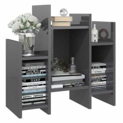 Buy 👏 VidaXL Side Cabinet High Gloss Gray 23.6"x10.2"x23.6" Engineered Wood 😉 -Cabinets & Storage Sales image 4 806291