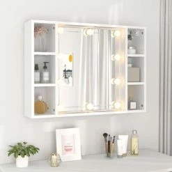 Best reviews of 👍 VidaXL Mirror Cabinet with LED White 29.9"x5.9"x21.7" 👏 -Cabinets & Storage Sales image 4 808855