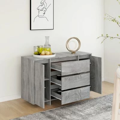 Best Pirce 🎉 VidaXL Sideboard with 3 Drawers Gray Sonoma 47.2"x16.1"x29.5" Engineered Wood 🔔 4 Best Pirce 🎉 VidaXL Sideboard with 3 Drawers Gray Sonoma 47.2"x16.1"x29.5" Engineered Wood 🔔 - Image 4