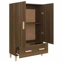 Coupon 🤩 VidaXL Highboard Brown Oak 27.6"x12.2"x45.3" Engineered Wood 🎉 -Cabinets & Storage Sales image 4 817473