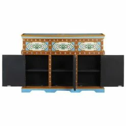 Best deal 😀 VidaXL Hand-Painted Sideboard Multicolor 43.3"x11.8"x29.9" Solid Mango Wood 🧨 -Cabinets & Storage Sales image 5 321662