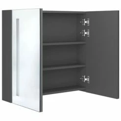 Top 10 🔔 VidaXL LED Bathroom Mirror Cabinet Gray 24.4"x5.5"x23.6" ⭐ -Cabinets & Storage Sales image 5 326520
