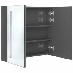 New 👏 VidaXL LED Bathroom Mirror Cabinet Shining Gray 24.4"x5.5"x23.6" 🤩 -Cabinets & Storage Sales image 5 326521