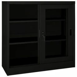 Best Pirce 🥰 VidaXL Sliding Door Cabinet Black 35.4"x15.7"x35.4" Steel 🔔 -Cabinets & Storage Sales image 5 335956