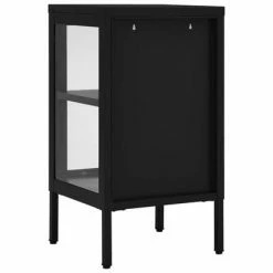 Promo 🥰 VidaXL Sideboard Black 15"x13.8"x27.6" Steel and Glass 🎁 -Cabinets & Storage Sales image 5 336061