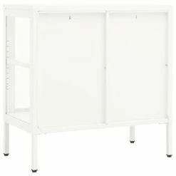 Best Pirce 🧨 VidaXL Sideboard White 27.6"x13.8"x27.6" Steel and Glass 🧨 -Cabinets & Storage Sales image 5 336065