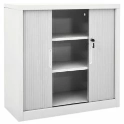 Cheapest ❤️ VidaXL Sliding Door Cabinet Gray 35.4"x15.7"x35.4" Steel 🌟 -Cabinets & Storage Sales image 5 336430