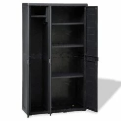 Promo 🛒 VidaXL Garden Storage Cabinet with 4 Shelves Black 🥰 -Cabinets & Storage Sales image 5 43700