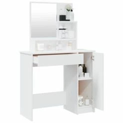 Cheapest 🔥 VidaXL 👗 Dressing Table with Mirror White 34.1"x13.8"x53.5" 🔥 -Cabinets & Storage Sales image 5 802957