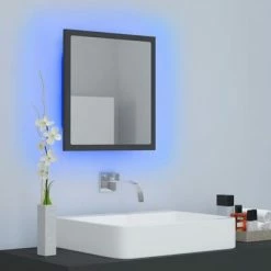 Wholesale 🔥 VidaXL LED Bathroom Mirror Gray 15.7"x3.3"x14.6" Engineered Wood ⭐ -Cabinets & Storage Sales image 5 804910