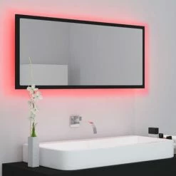 Deals 🎉 VidaXL LED Bathroom Mirror Black 39.4"x3.3"x14.6" Engineered Wood 👏 -Cabinets & Storage Sales image 5 804941