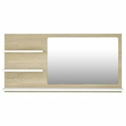 Coupon 👏 VidaXL Bathroom Mirror White and Sonoma Oak 35.4"x4.1"x17.7" Engineered Wood 👏 -Cabinets & Storage Sales image 5 805020