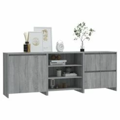 Deals 🥰 VidaXL 3 Piece Sideboard Gray Sonoma Engineered Wood 🎉 -Cabinets & Storage Sales image 6 3098079