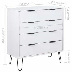 Buy ❤️ VidaXL Drawer Cabinet White 30.1"x15.6"x35.6" Solid Pine Wood ✔️ -Cabinets & Storage Sales image 6 321125