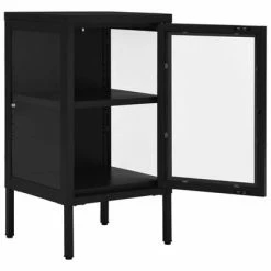 Promo 🥰 VidaXL Sideboard Black 15"x13.8"x27.6" Steel and Glass 🎁 -Cabinets & Storage Sales image 6 336061