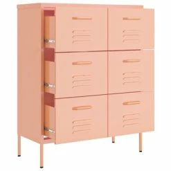 Hot Sale 🤩 VidaXL Drawer Cabinet Pink 31.5"x13.8"x40" Steel 💯 -Cabinets & Storage Sales image 6 336148