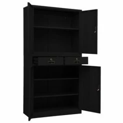 Coupon 🎁 VidaXL Office Cabinet Black 35.4"x15.7"x70.9" Steel 🎁 -Cabinets & Storage Sales image 6 336419
