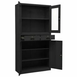 Brand new 😀 VidaXL Office Cabinet Anthracite 35.4"x15.7"x70.9" Steel and Tempered Glass 🎉 -Cabinets & Storage Sales image 6 336424
